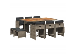 Maison Exclusive - Set De Comedor De Jardín 11 Pzas Y Cojines Ratán Sintético Gris