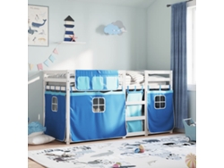 Litera con cortinas madera maciza de pino azul 80x200 cm