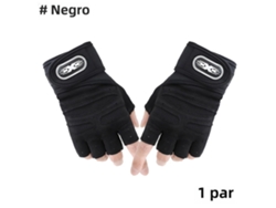 1 par de guantes de entrenamiento de halterofilia con soporte para muñecas y protección para la palma. Mdug (negros, talla L)