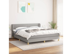 Cama Box Spring Con Colchón Tela Gris Claro 180x200 Cm