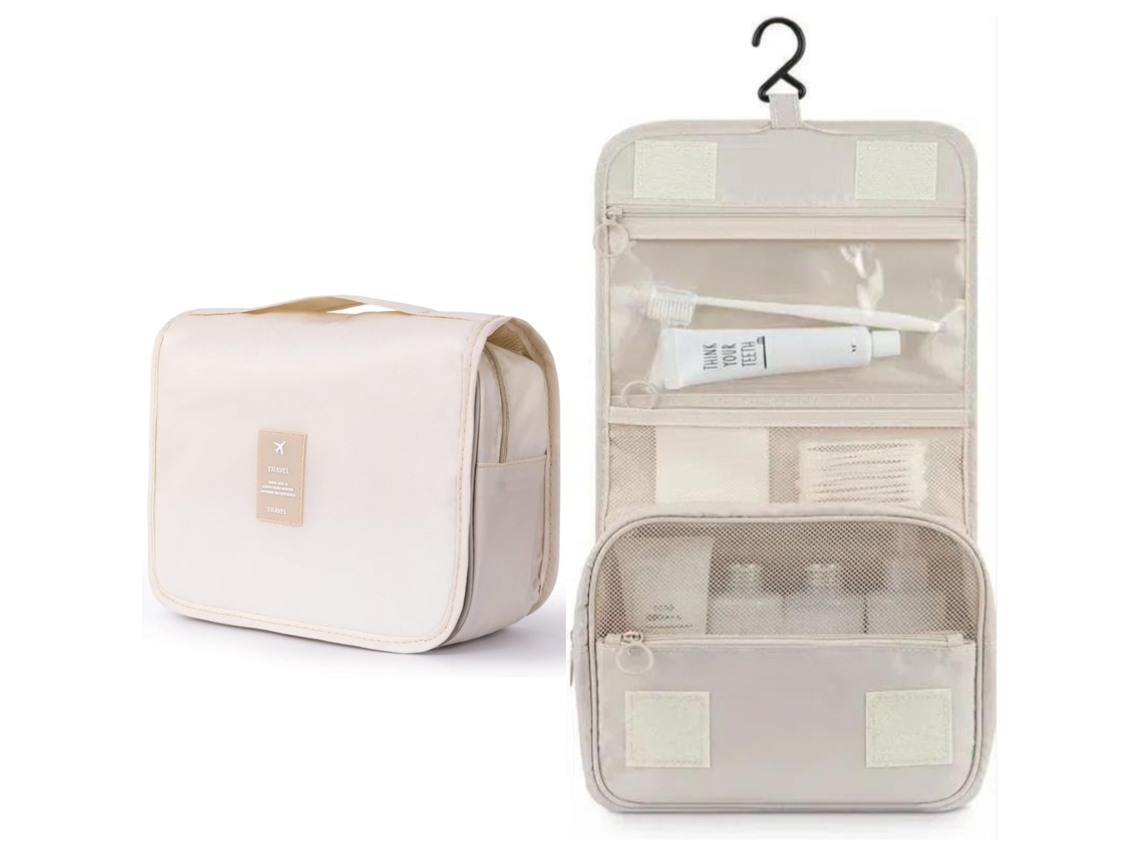Neceser De Viaje Colgante, Neceser De Maquillaje, Neceser De Ducha Para Baño Impermeable, Beige