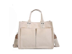 Bolso de mano Lalamoli de lona informal de gran capacidad para mujer, bolso bandolera portátil, color blanco