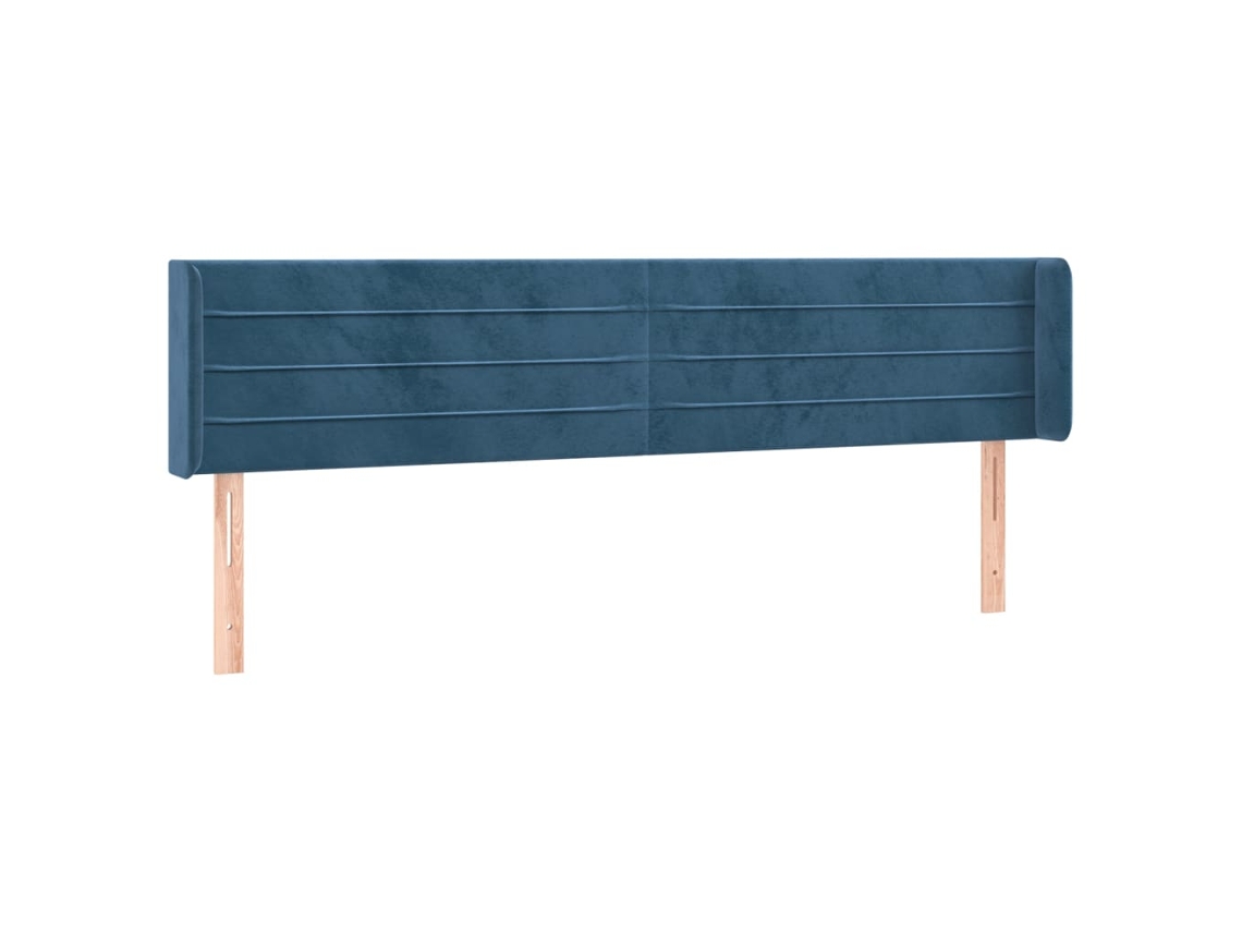 Cabecero de cama de terciopelo azul oscuro con solapas MAISON EXCLUSIVE (203x16x78 cm)