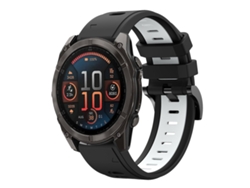 Bracelete Para Garmin Fenix 8 Amoled (47mm) - Silicone Esportivo - Duas Cores (22mm) Preto + Branco