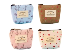 4 Mini Monederos De Lona Para Mujer, Bonitos Estuches De Almacenamiento Para Monedas.