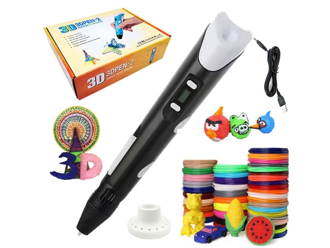 Pluma de impresión inteligente 3D 3Dblb para juguetes de niños 10M X 20 Color Pla/Abs- Negro