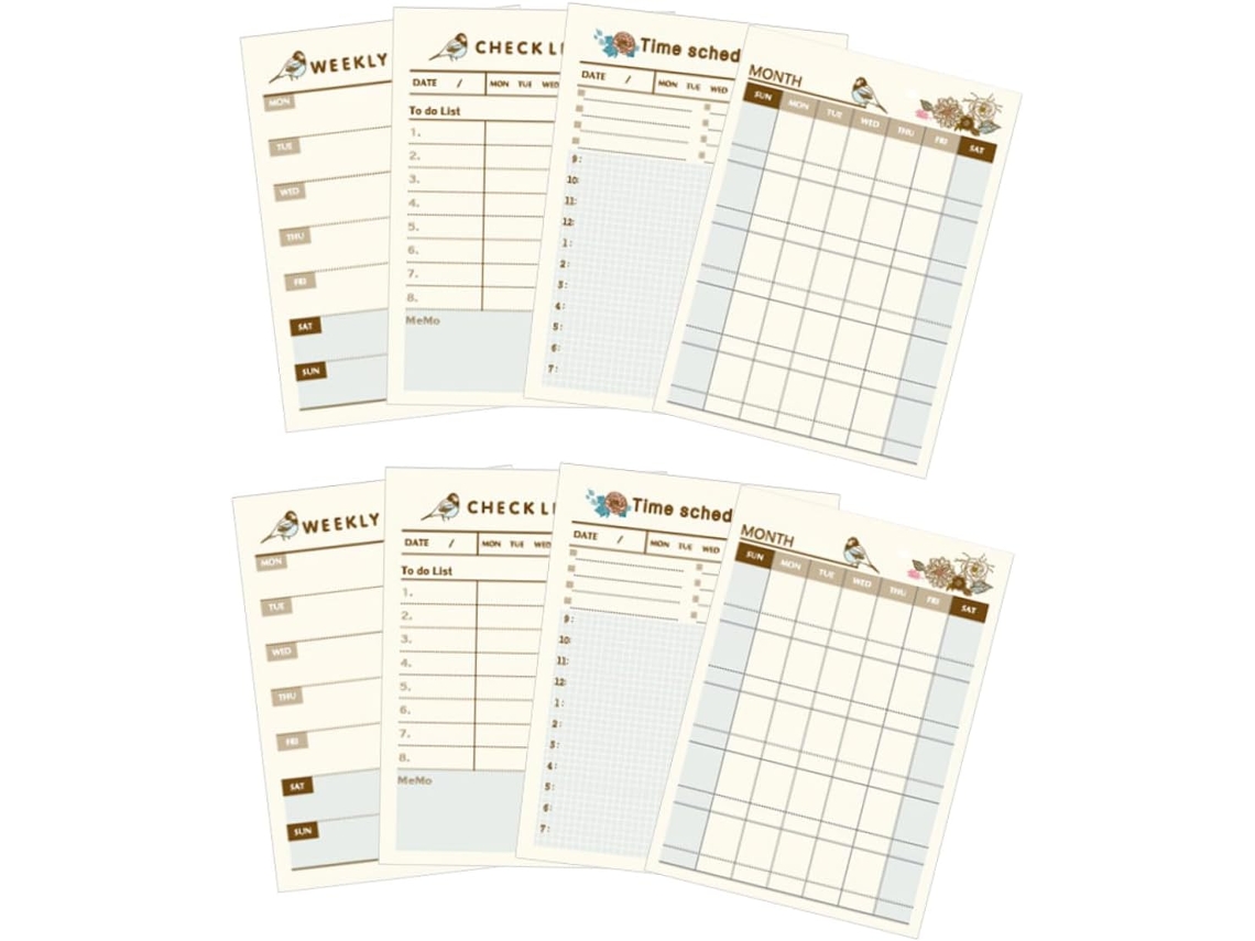 Juego Agenda Portátil 8 Piezas Práctico Gestión Calendario Escolar Profesional Herramienta Estudiantes Adultos