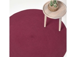 Homescapes Plum Handmade Woven Braided Round Rug, 120 Cm
