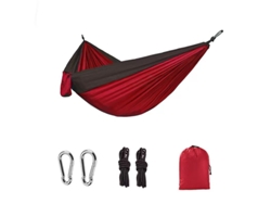 Hamaca Portátil Individual Para Campamentos, Mochileros Y Actividades Al Aire Libre (270x140 Cm) Rojo Y Negro Siurn