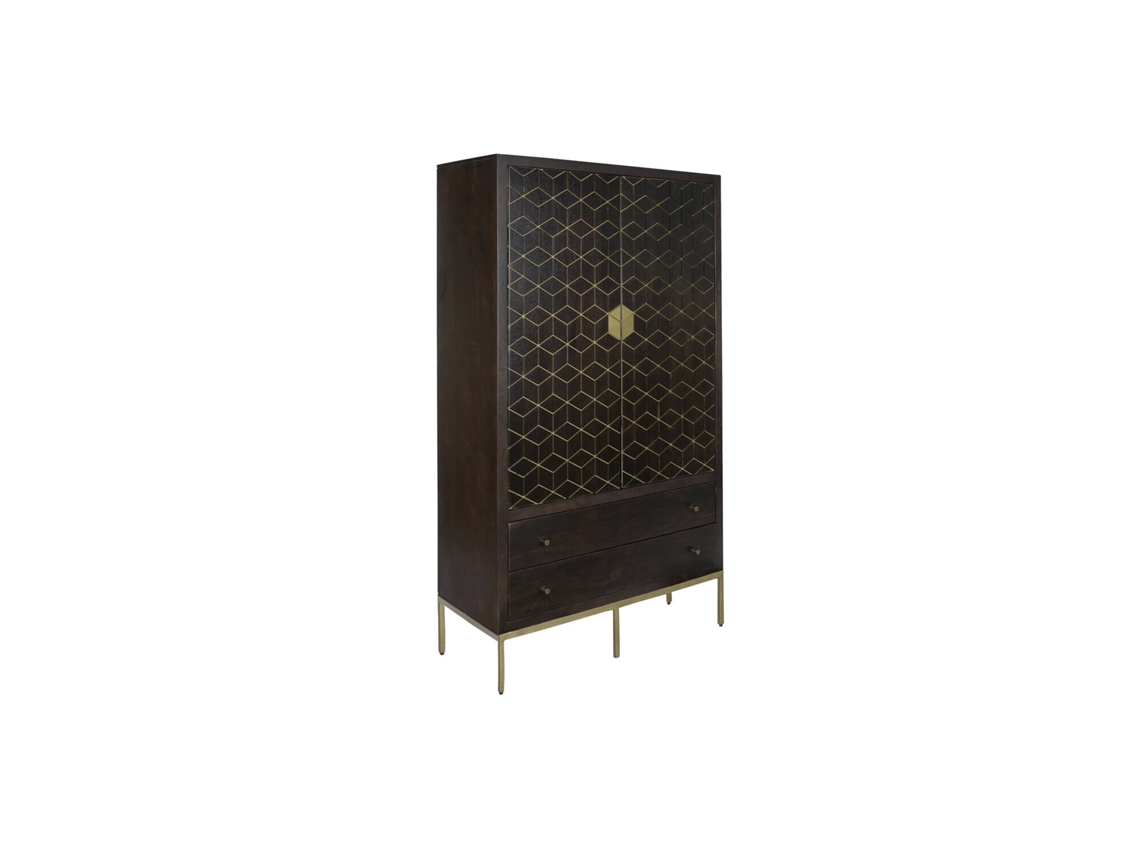 Armario Acacia Metal Marron Oscuro 100x40x175cm