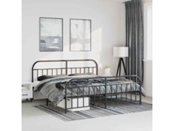 Estructura Cama Sin Colchón Con Estribo Metal Negro 193x203 Cm