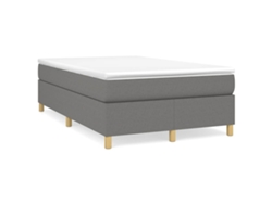 Cama Box Spring Con Colchón Tela Gris Oscuro 120x190 Cm