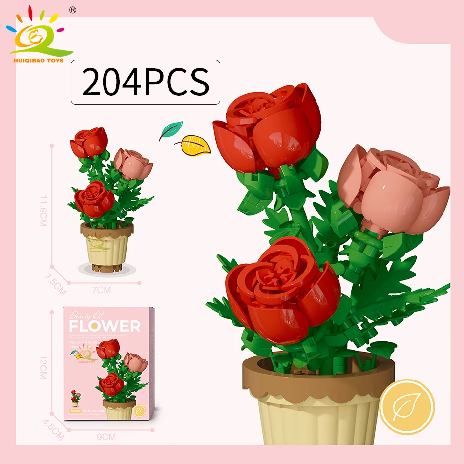 Modelo De Flor En Miniatura Con Bloque De Construcción Moc Eternal Bouquet