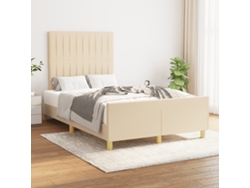 Estructura De Cama Sin Colchón Tela Crema 120x190 Cm