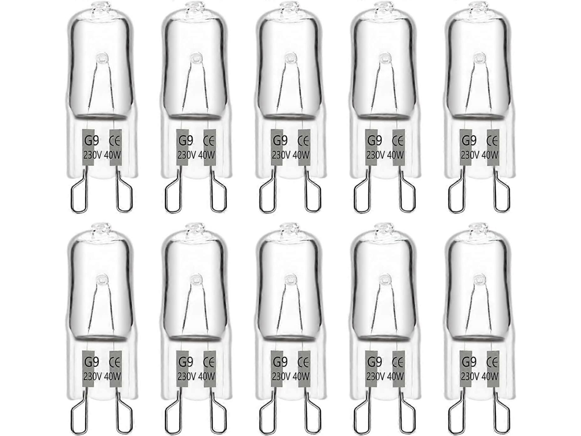 Rebe-bombilla Halógena G9 40w 230v 480lm 2900k Blanco Cálido Regulable, 360° Ángulo, 2000 Horas, Pack De 10