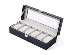 Organizador De Relojes Para Hombres, Estuche De Relojes, Portarelojes De Cuero Pu Con 6 Espacios