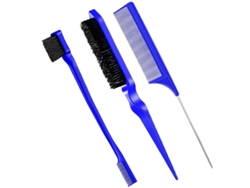 Juego De 3 Peines Suaves Con Cola De Rata Para Peinar Los Bordes Del Cabello Fino, Color Azul.