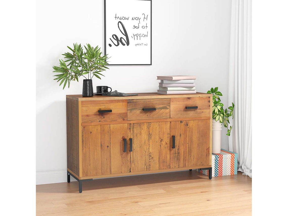Aparador De Madera Maciza De Pino Marrón 110x35x70 Cm