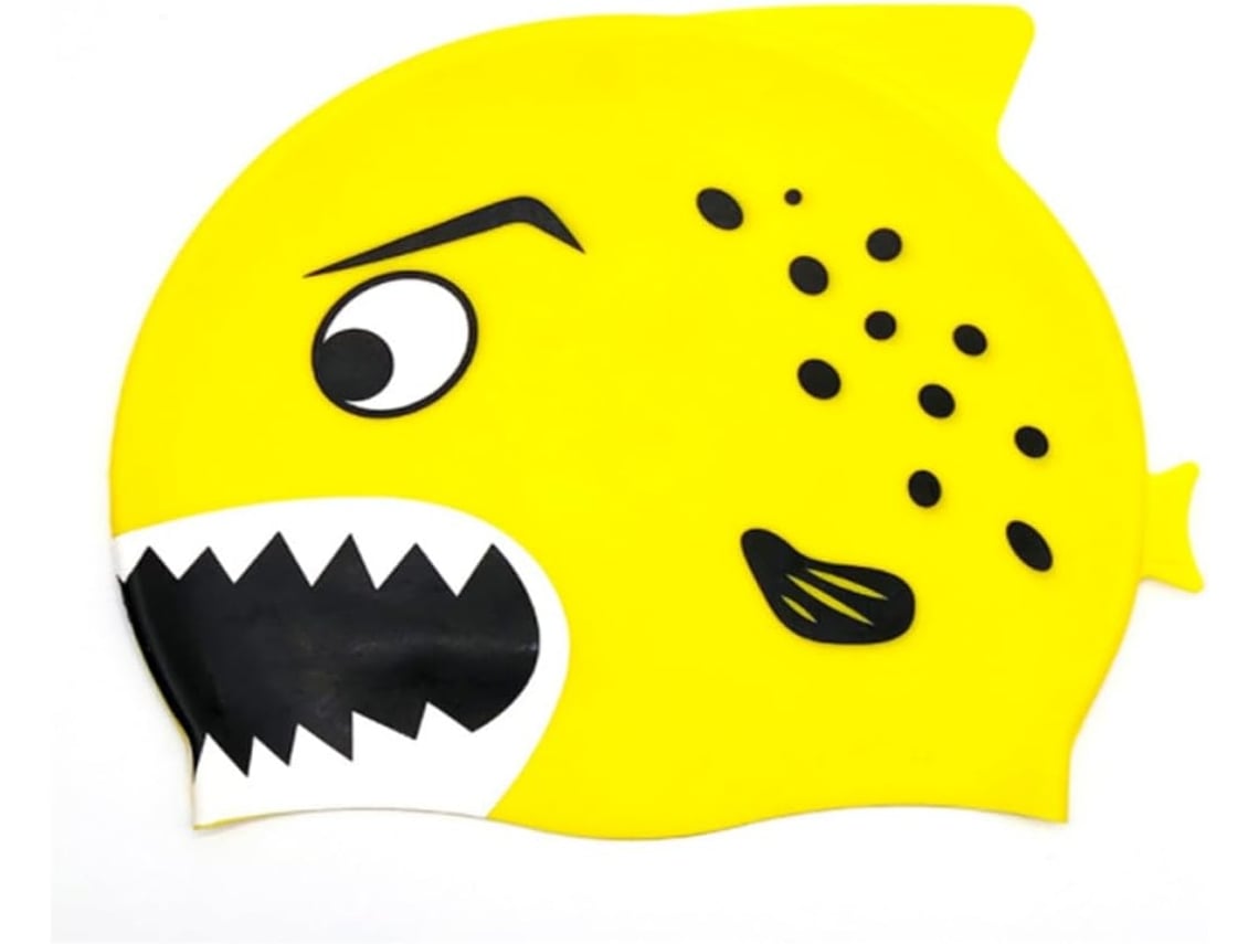 Gorro de natación amarillo de silicona con forma de pez