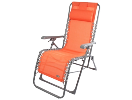 Silla Tumbona Plegable Jardín Gravedad Cero Naranja con Cojín AKTIVE