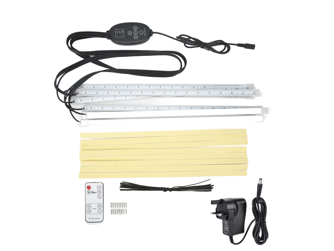 Luces LED para cultivo de plantas, 8 tiras rígidas, regulador de intensidad con temporizador.