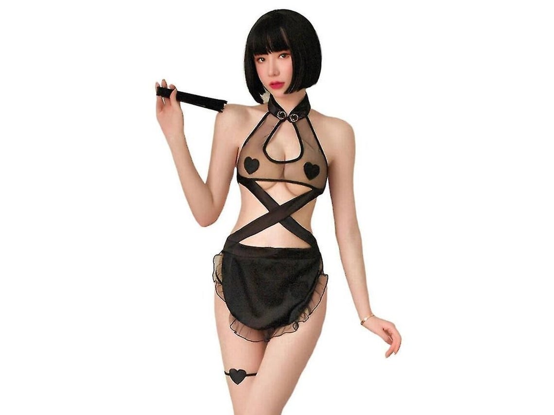 2026-ropa Interior Sexy Kimono De Encaje Con Tirantes, Pijama Transparente Con Tanga, Diseño Sin Espalda, Para Mujer