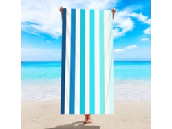 Toalla de playa de microfibra a rayas Yuysan, de alta absorción y secado rápido, 150 x 75 cm, modelo St189, azul claro.