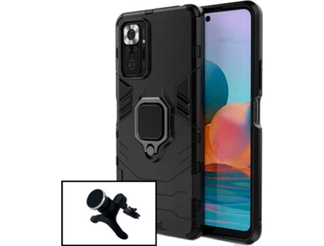 Kit Carcasa y Soporte Magnético Auto Reforzado Xiaomi Redmi Note 10 Pro Redmi PHONECARE Military Defender Negro