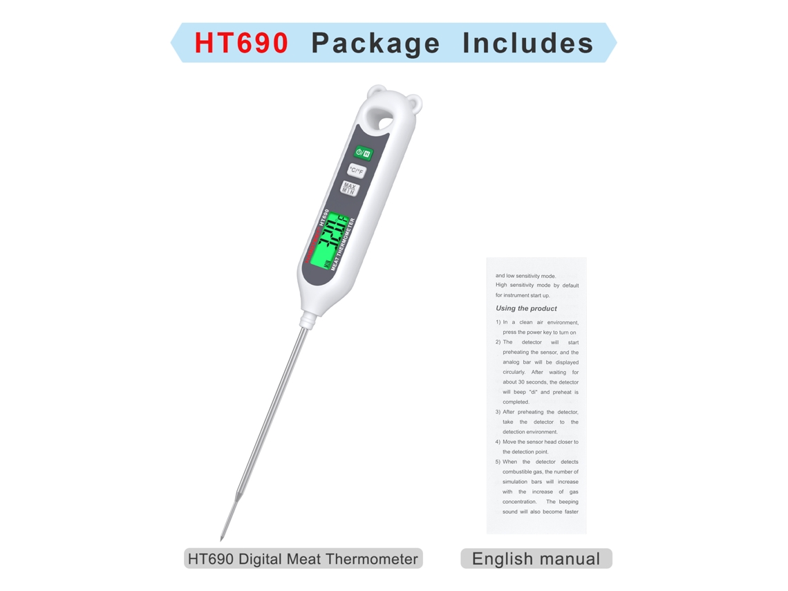 Termómetro Digital Para Carne Habotest Con Pantalla Lcd Para Cocinar, Asar A La Parrilla Y Hornear Pan.