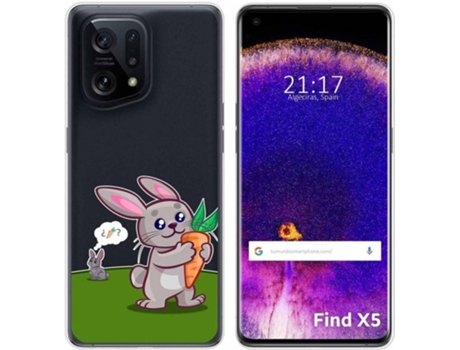 Carcasa para Oppo Find X5 5G TUMUNDOSMARTPHONE Dibujos Transparente Conejo Multicolor