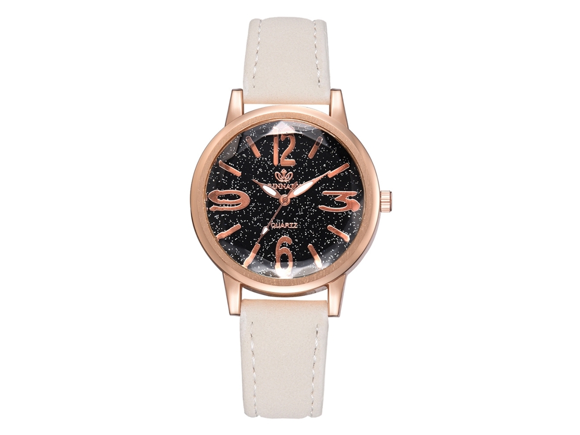 Reloj De Pulsera Moderno Para Mujer De Aleación Con Correa De Pu Y Movimiento De Cuarzo Único, Blanco.