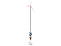 Lámpara de araña hecha a mano con un colgante suspendido en forma de prisma de cristal arcoíris, ideal para la decoración de ventanas navideñas (25-26 cm).