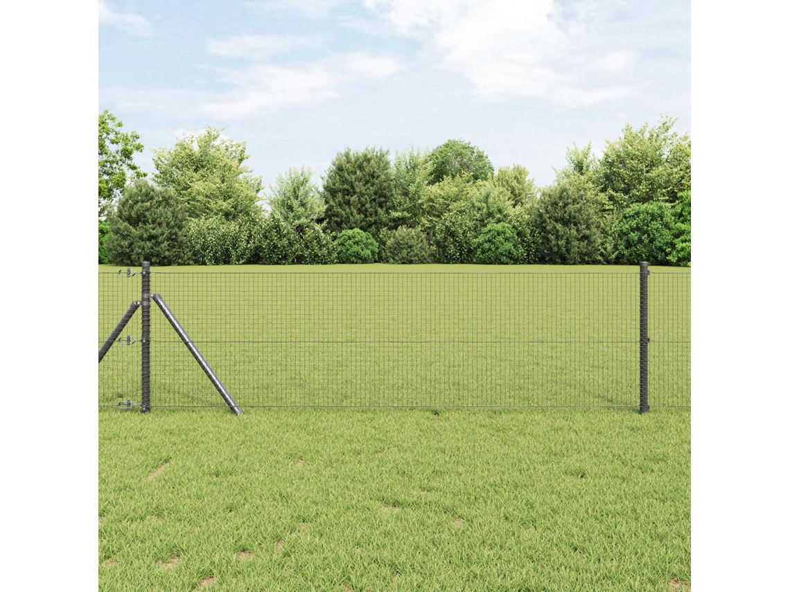 Cerca de alambre soldado de 13 postes, gris, 0,4 x 100 m, acero, WSD57054, Lovely Home