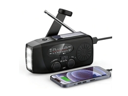 Radio Portátil De Emergencia Am Fm Noaa 2000mah 3 Modos De Carga Solar Usb Manivela Linterna Actualizado 4 Antenas 3 Led