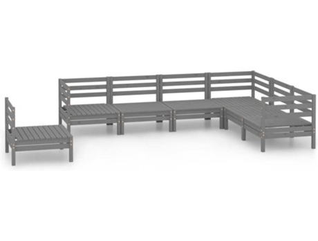 Conjunto 7 de muebles de jardín VIDAXL madera maciza de pino gris
