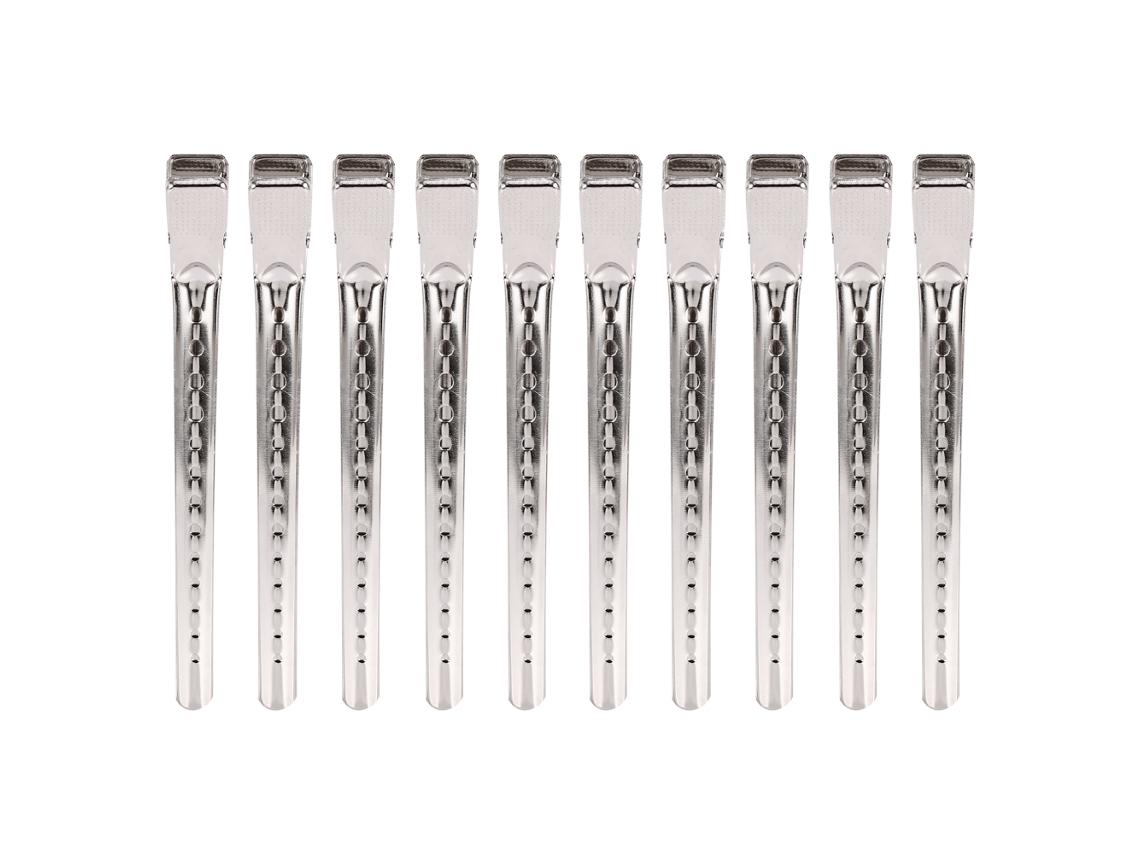 10 Piezas/set Pinzas De Pelo Profesionales De Plata Prong Alligator Clips De Metal Para Peluquería