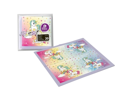 Pack 20 Servilletas Unicornio 33X33 Cm GENÉRICO