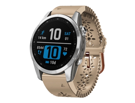 Correa Smartwatch para Garmin Fenix 7S 20mm Mujer Silicona con Punzón de Encaje (Caqui)