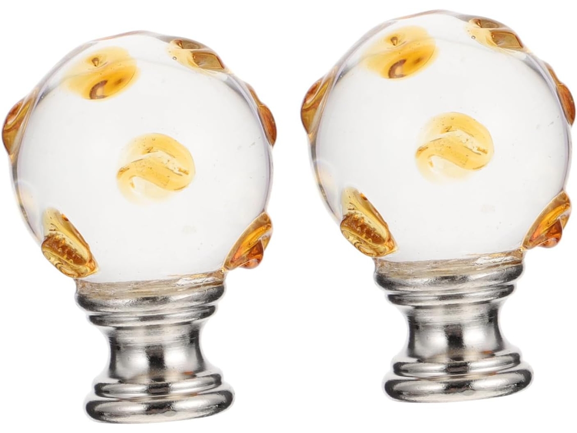Lámparas De Mesa De Cristal Transparente De 2 Piezas, Accesorio Decorativo Amarillo Para Lámpara