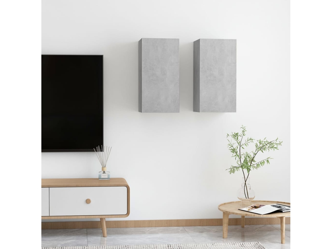 Estantería/Muebles de TV 2 Pzs 30,5X30X60 Cm Contrachapado Gris Cemento