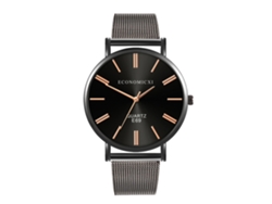 Reloj De Cuarzo Informal Y Elegante, Estilo Sencillo, Correa De Malla, Negro+negro
