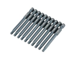 Conjunto De 10 Pontas De Parafusadeira Com Cabeça Hexagonal 1/4 Polegada 65mm Aço S2 H6.3*65mm*h4