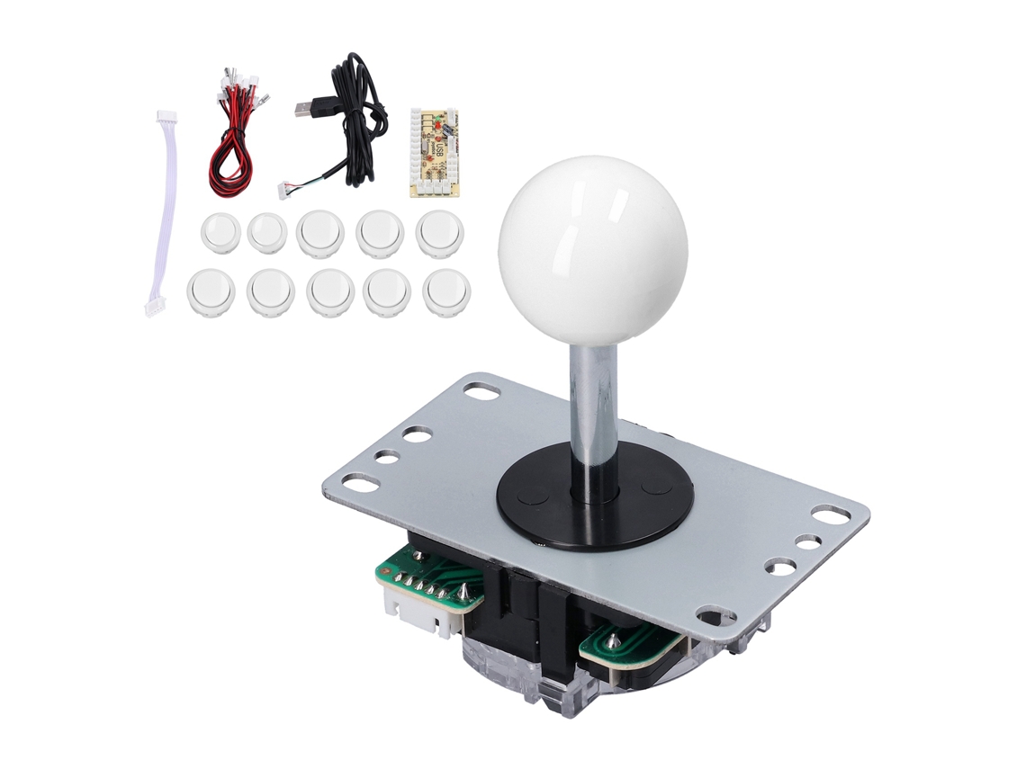 Kit De Montaje De Máquina Recreativa Diy Qm070901 Con Placa De Codificación Sin Retardo De 10 Botones Para Mame, Color Blanco.