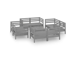 Conjunto 9 de muebles de jardín VIDAXL madera maciza de pino gris