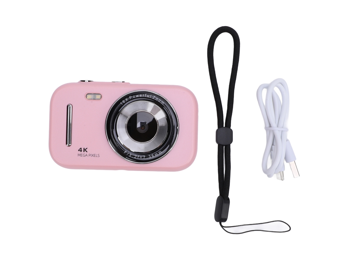 Cámara Digital Para Niños De 2,8 Pulgadas, Zoom 16x, Recargable, 48 Mp, Grabadora De Vídeo 4k Para Niños, Niñas Y Estudiantes, Color Rosa.