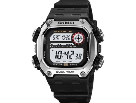 VEANXIN Hombres Digital Cuadrado Cara Impermeable Fecha LED Relojes Despertadores-Oro negro