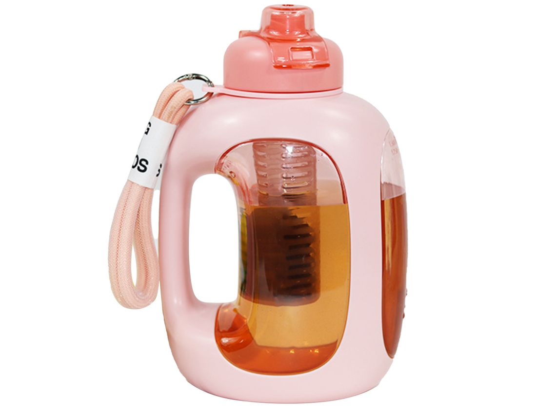 Botella de agua deportiva portátil de ABS rosa de 1500 ml