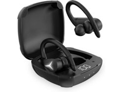 KSIXTOP Auriculares inalámbricos KSIX Sport Buds 2, Diseño de gancho, Autonomía 7+25 h, Control táctil, Llamadas, Asistentes voz, Negro