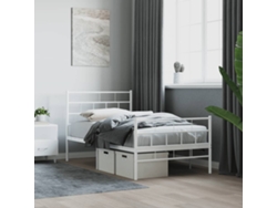 Estructura Cama Sin Colchón Con Estribo Metal Blanco 107x203 Cm
