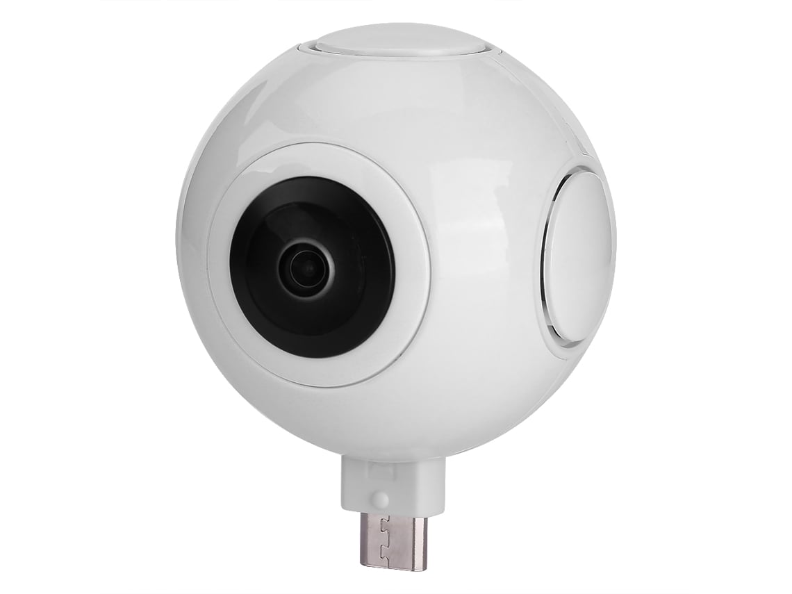 Cámara Digital Vr Panorámica De 360 Grados Hd De Doble Ojo De Pez Mini Potable Blanca